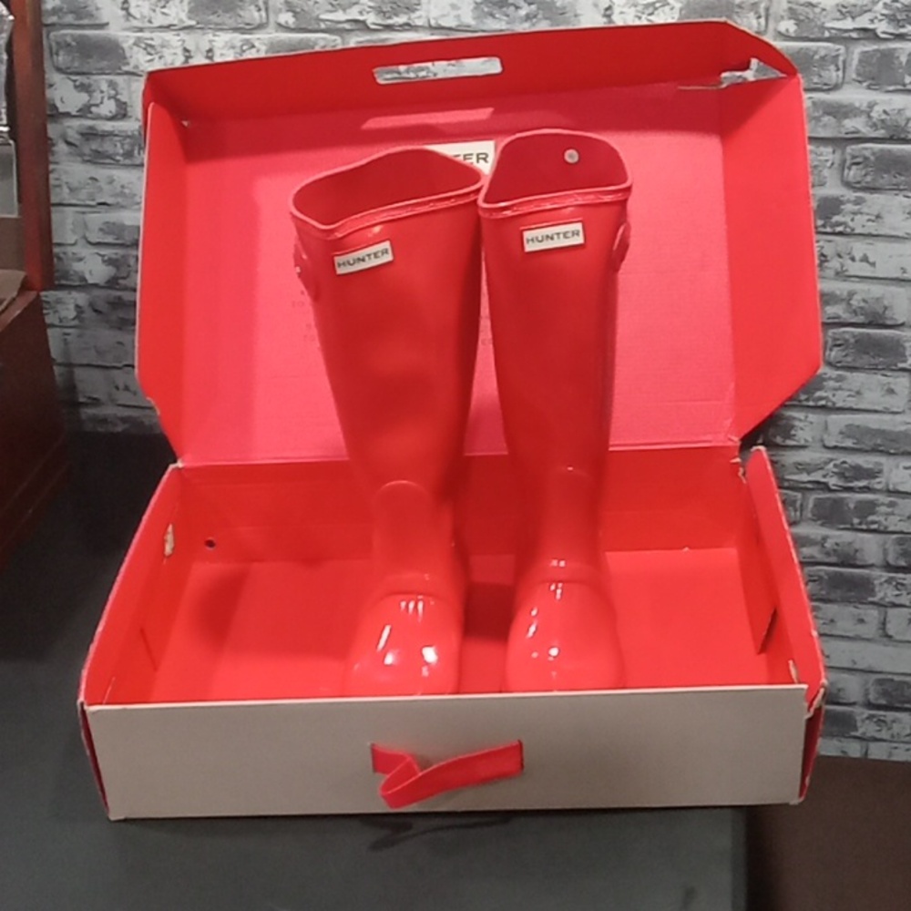 Hunter Kids Glossy Red Tall Rain Boots